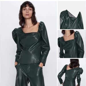 ZARA FAUX LEATHER ASYMMETRIC TOP